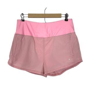 Obla Running Shorts Womens Large Pink Quick Dry Zippered Pocket Built In Brief